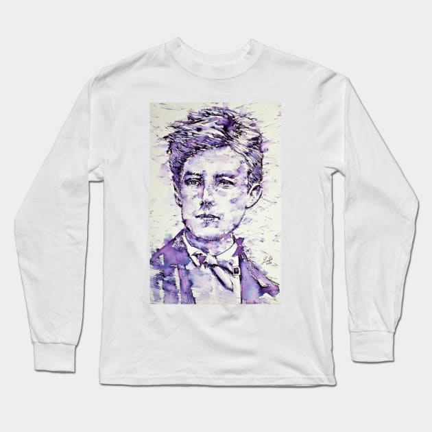 ARTHUR RIMBAUD watercolor and ink portrait Long Sleeve T-Shirt by lautir